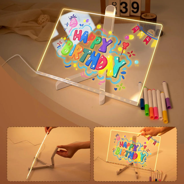 Pizarra Acrílica LED Luminoso con Marcadores