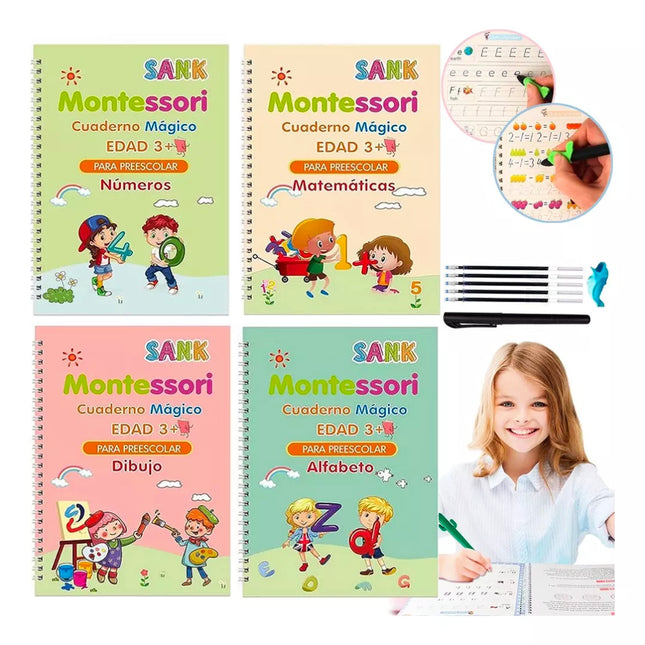 SET X 4 CUADERNOS CALIGRAFIA MONTESSORI