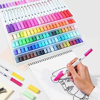 Set de 60 Marcadores Punta Fina y Gruesa