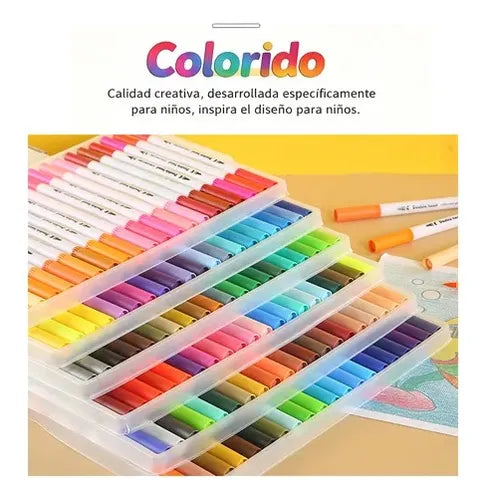 Set de 60 Marcadores Punta Fina y Gruesa